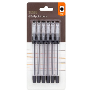 Tesco Classic Ball Pens Black 5 Pack