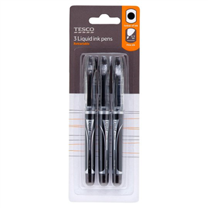 Liquid Ink Pens Black 3 Pack