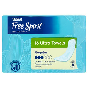 Tesco Free Spirit Ultra Regular Sanitary Towels 16 Pack