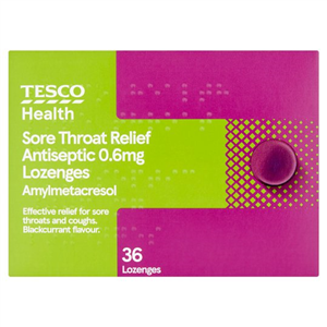 Tesco Health 36 Sore Throat Lozenges Blackcurrant