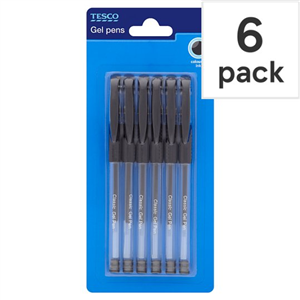 Tesco Classic Gel Pens Black 6 Pack