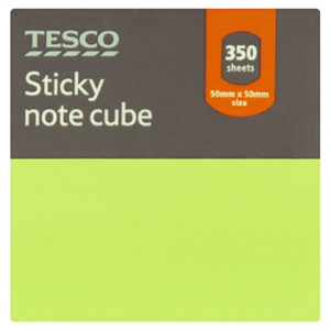 Tesco Sticky Notes 350 Sheets 50mm X 50mm