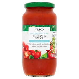 Tesco No Added Sugar Bolognese Pasta Sauce 500G